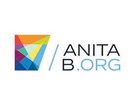 Changing the direction of tech with AnitaB.Org colorful prism logo.