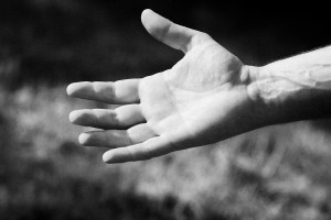How do you hold out your hand?