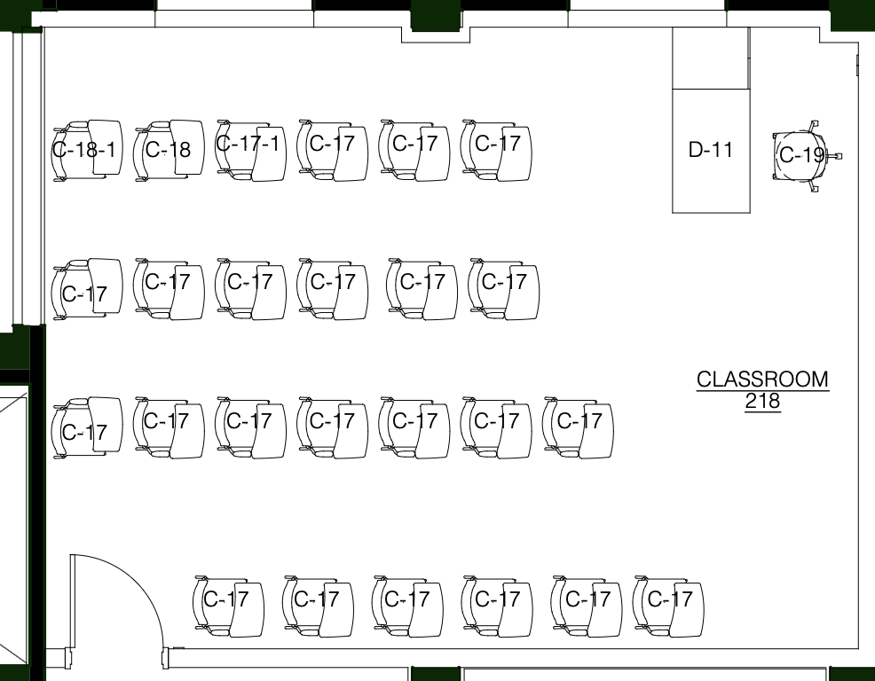 Physics Bldg Room 218 layout diagram