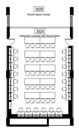 Campbell Hall Room 302 layout diagram