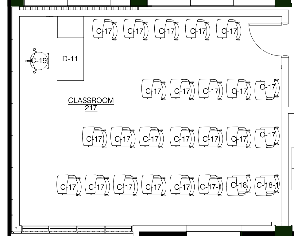Physics Bldg Room 217 layout diagram