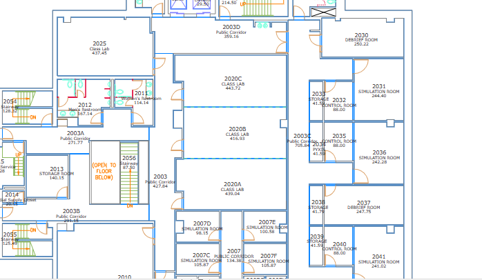 McLeod Hall Room 2020A layout diagram
