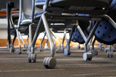 Wheels on chairs, photo by Derek Bruff