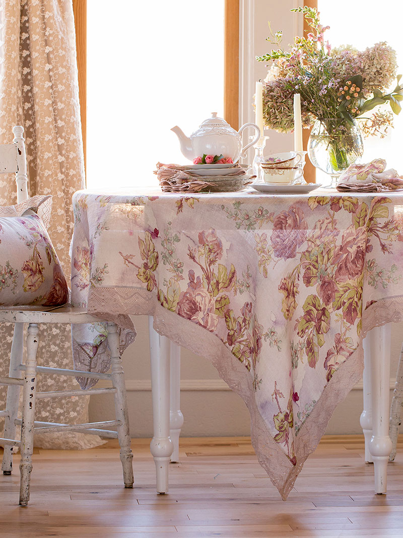 Victorian Rose Linen Tablecloth Linens & Kitchen, Tablecloths