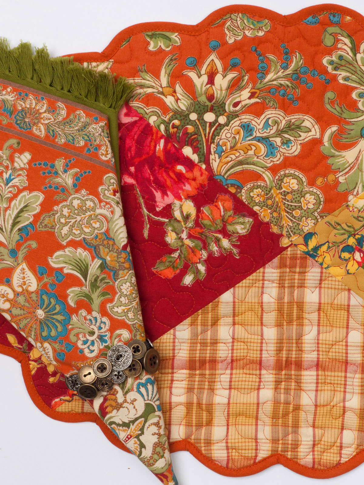 Indian Summer Patchwork Quilted Placemat Set/4 What's New?, Kitchen & Linens Beautiful