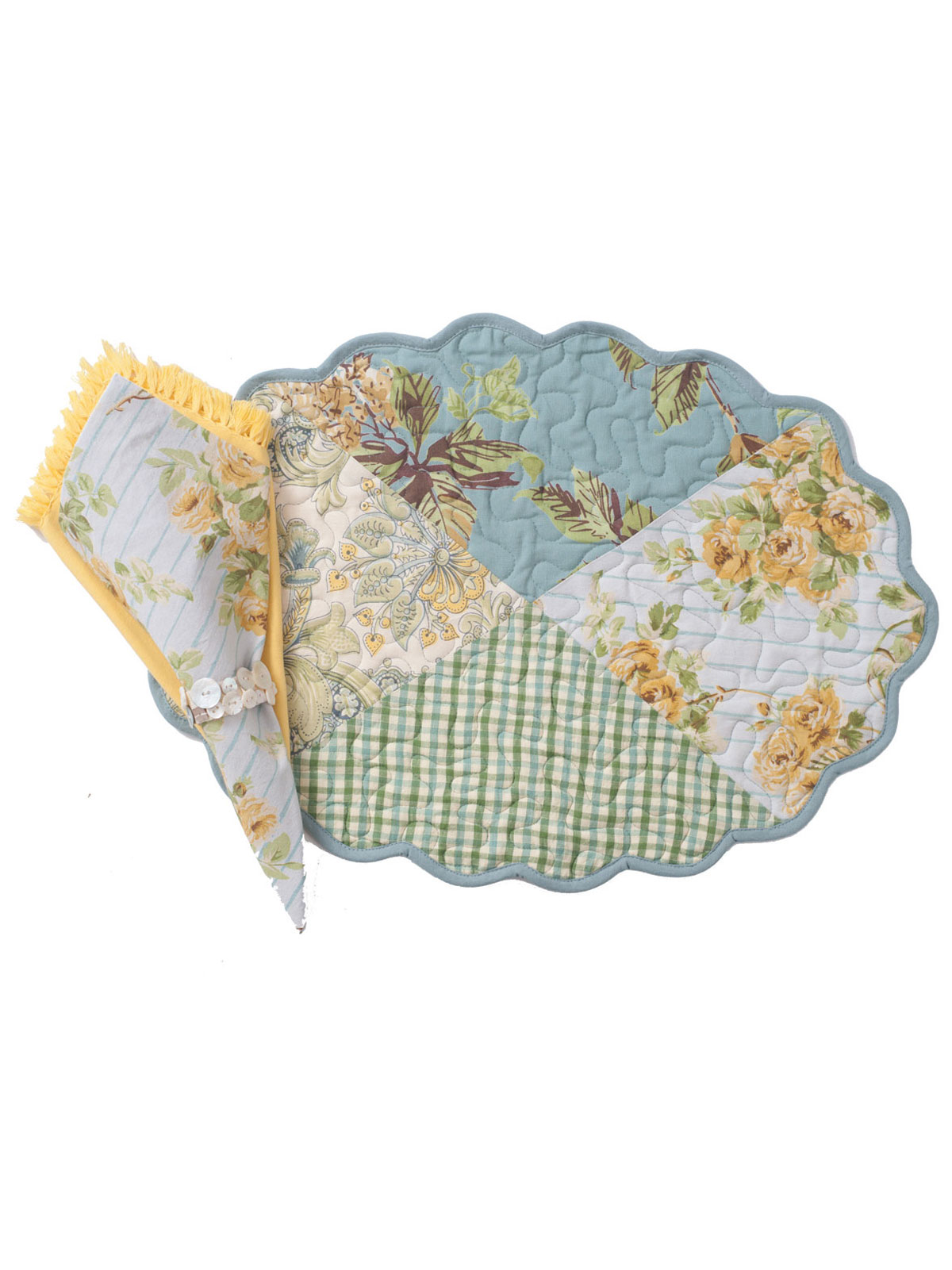Peaceful Patchwork Placemat Quilted Set/4 Attic Sale, Linens