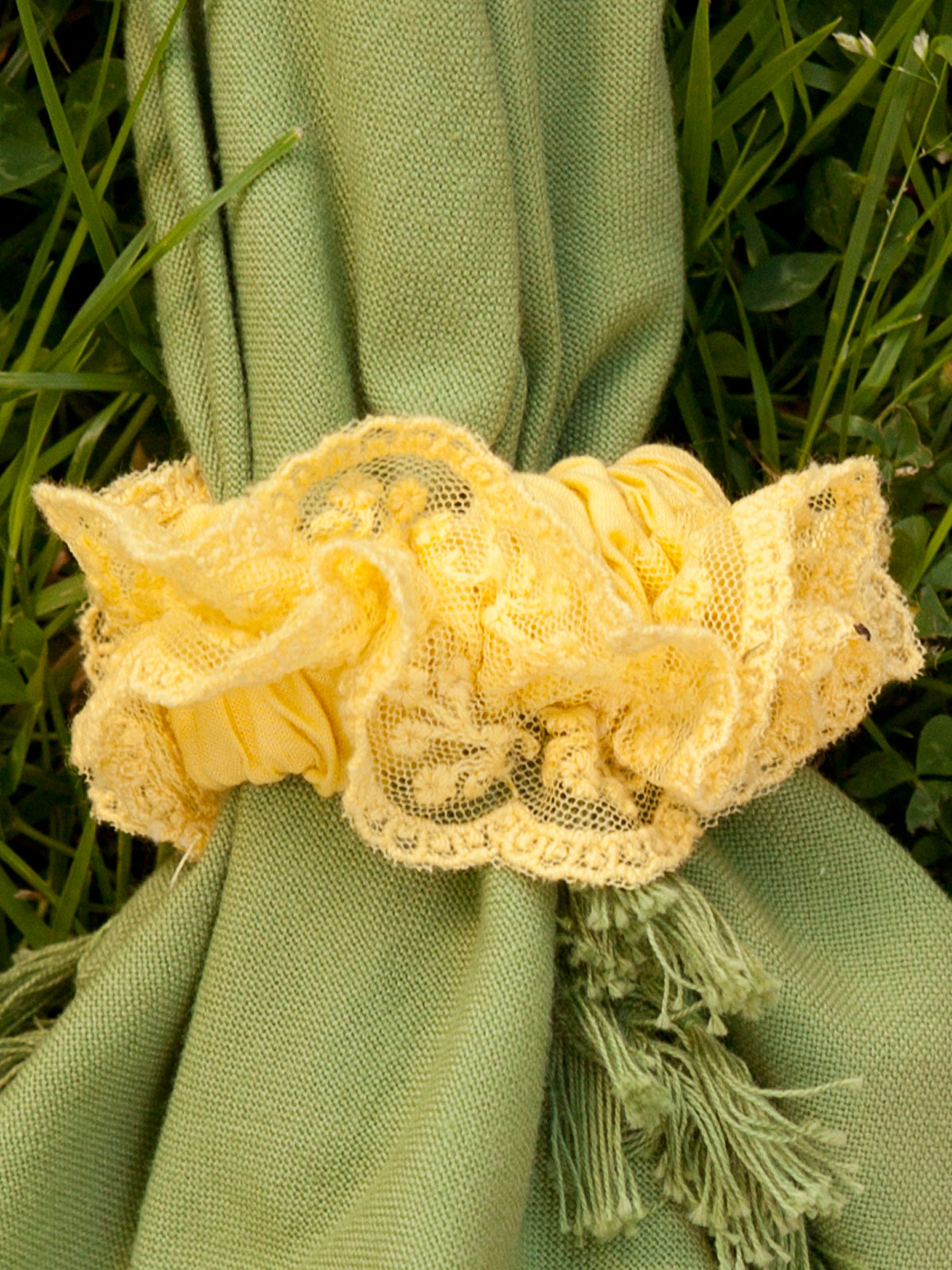 Lucy Lace Napkin Ring Set/4 Green Linens & Kitchen, Napkins