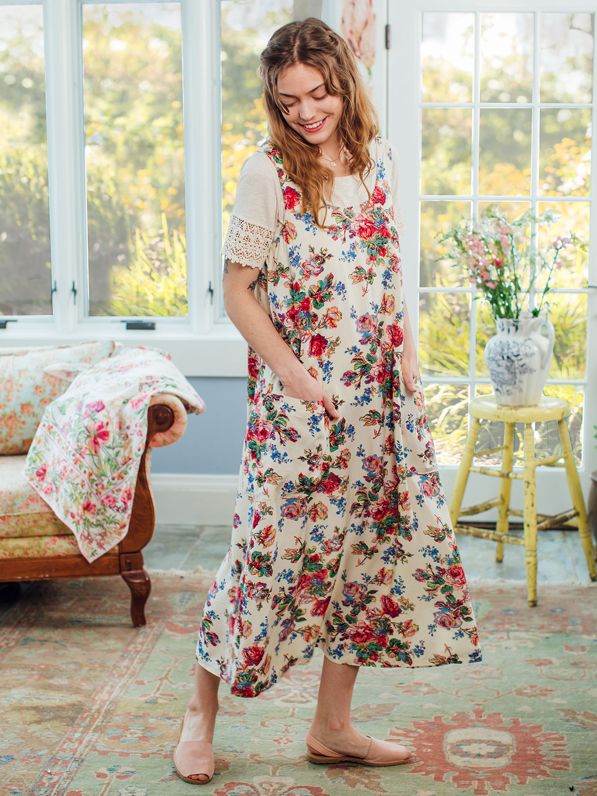 Victorian Rose Pinafore Dress Attic Sale, Ladies Attic Beautiful