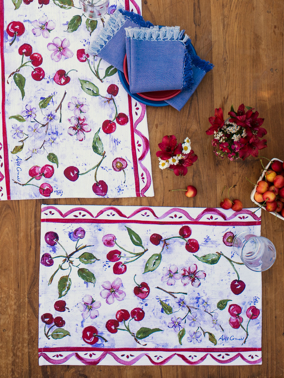 Cherries Placemat Set of 4 Kitchen & Table Linens, Placemats
