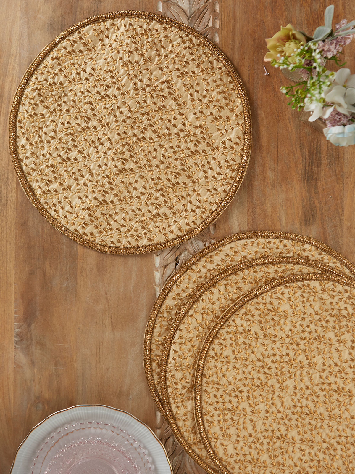 Solstice Embroidered Round Placemat Kitchen & Table Linens, Placemats