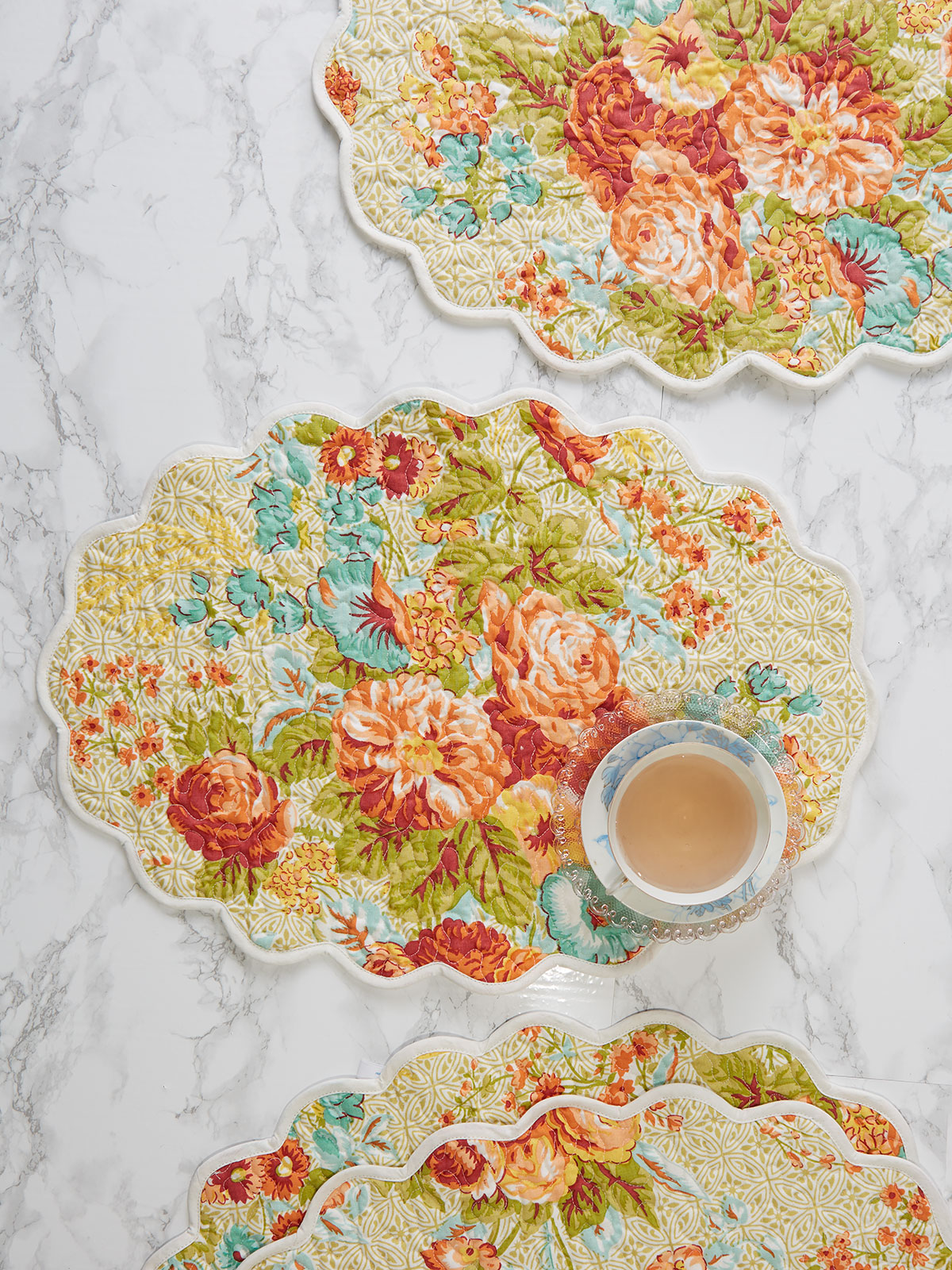 Marion Quilted Placemat Set of 4 Kitchen & Table Linens, Placemats