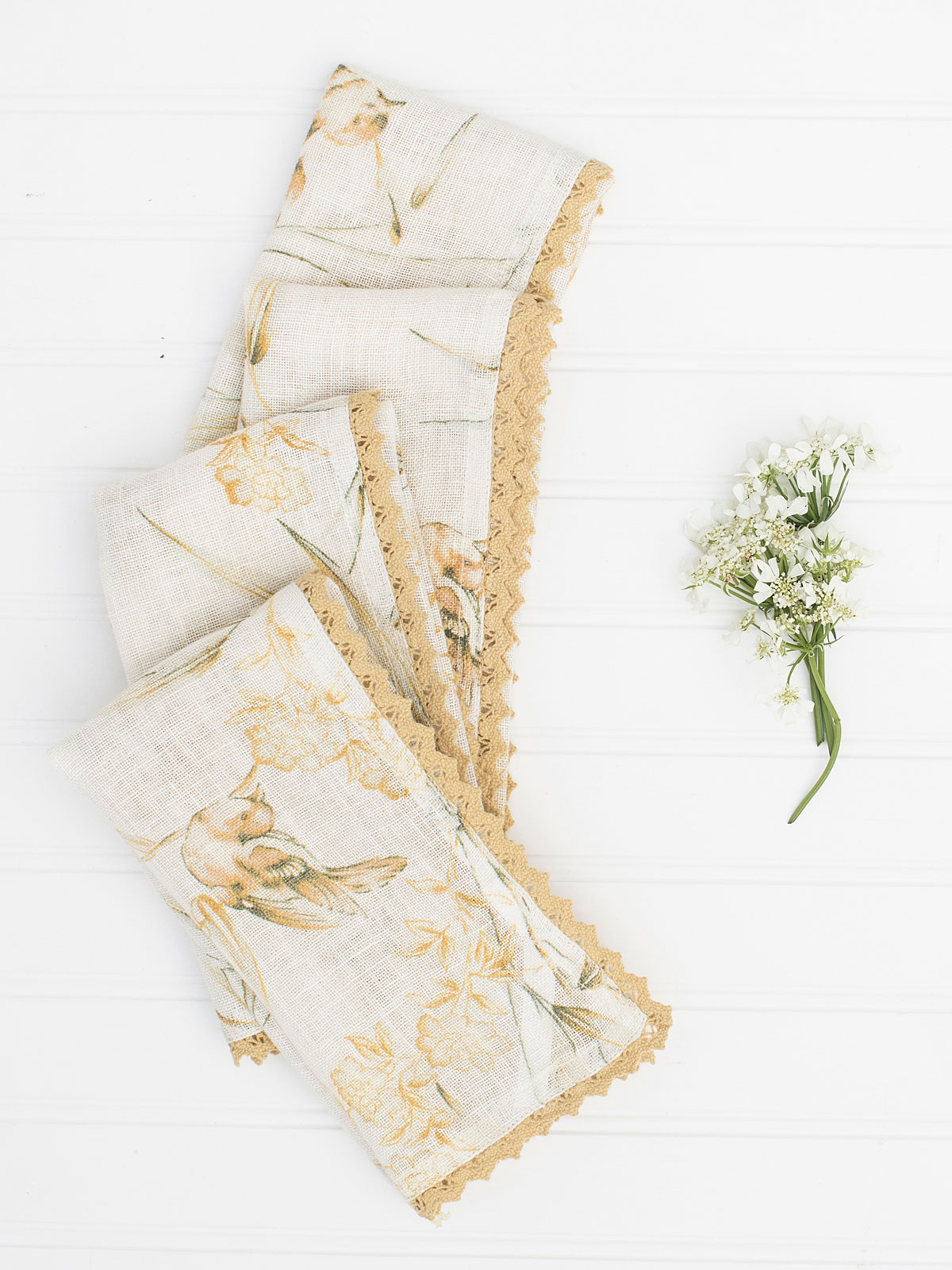 Bamboo Linen Napkin Set of 4 Kitchen & Table Linens, Napkins Beautiful Designs by April Cornell