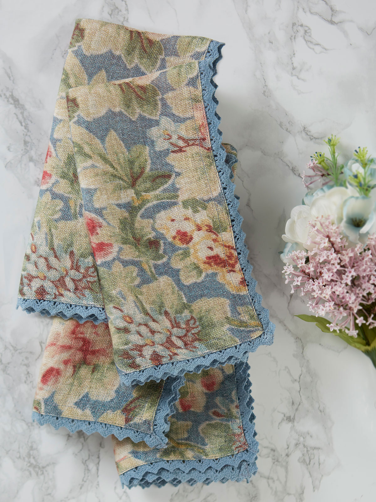 Luxurious Linen Jacquard Napkin Set of 4 Soft Rose Kitchen & Table