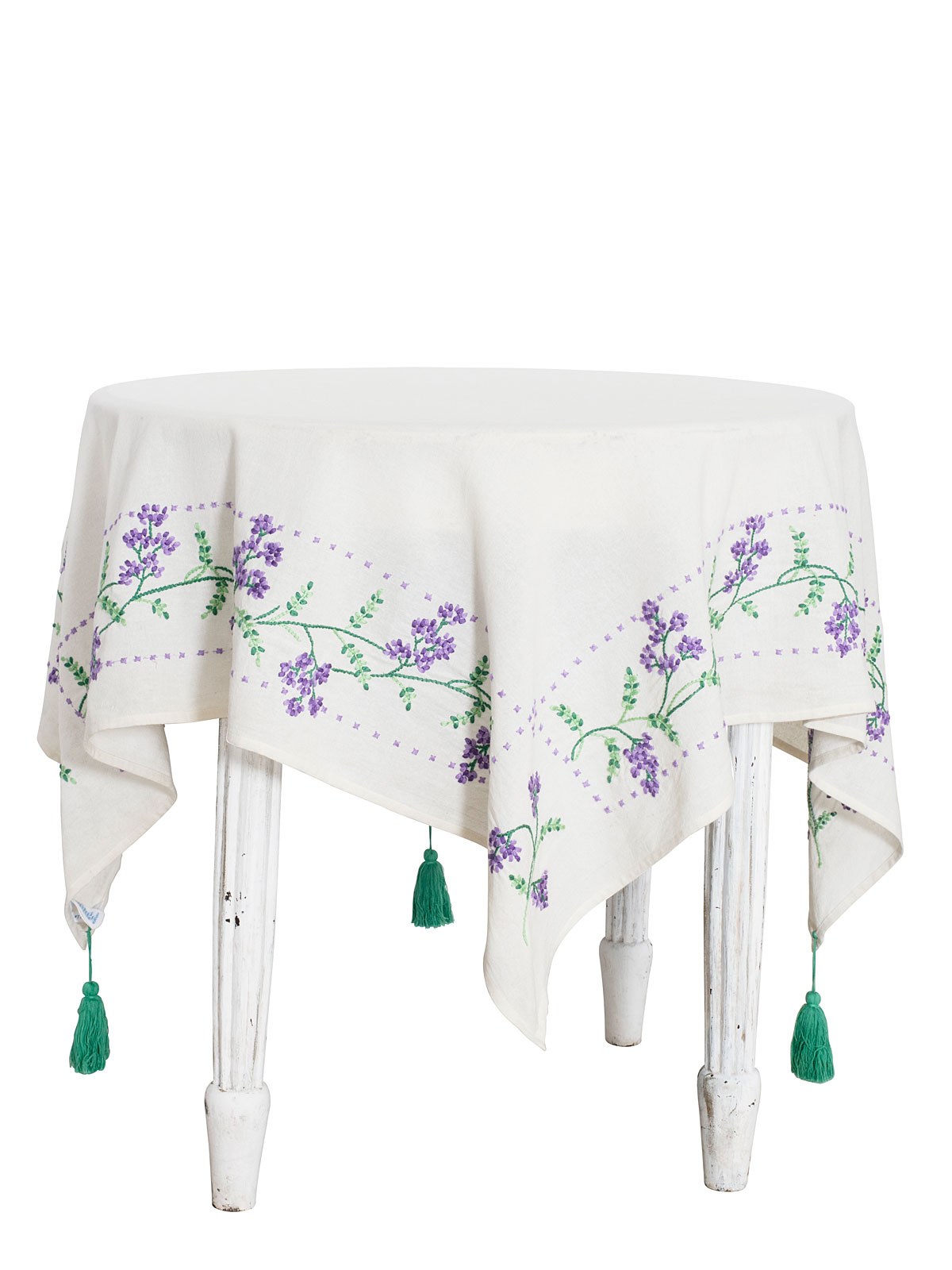 Lavender Blossom Embroidered Tablecloth | Kitchen & Table Linens