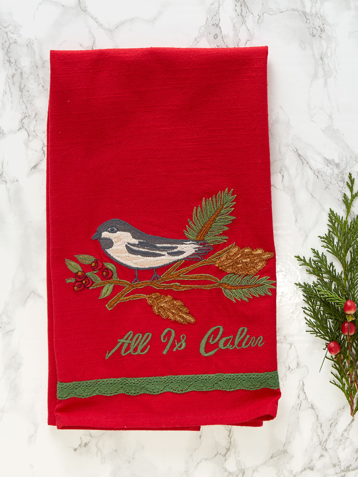 Chickadee Embroidered Tea Towel Attic Sale, Linens & Kitchen Attic
