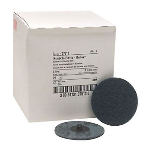 3M ScotchBrite Roloc Surface Conditioning Disc Blue, 3, Very Fine, 25