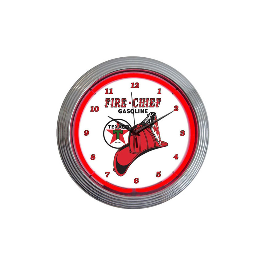 TEXACO Fire Chief Neon Clock, Neon Signs Auto Body Toolmart
