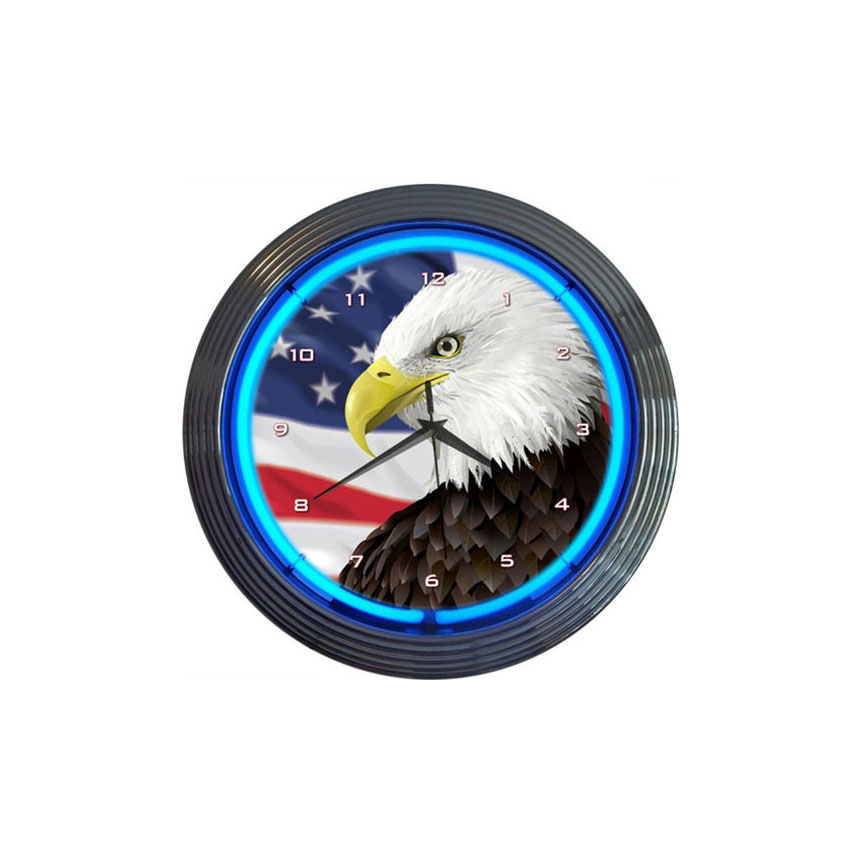 Eagle with American Flag Neon Clock 8EGFLG, Neon Signs