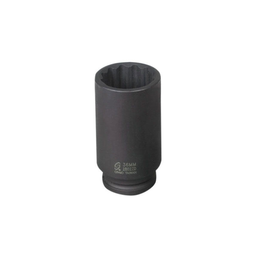 Sunex Tools 1/2 Drive 12 Point 36mm Deep Spindle Nut Impact Socket