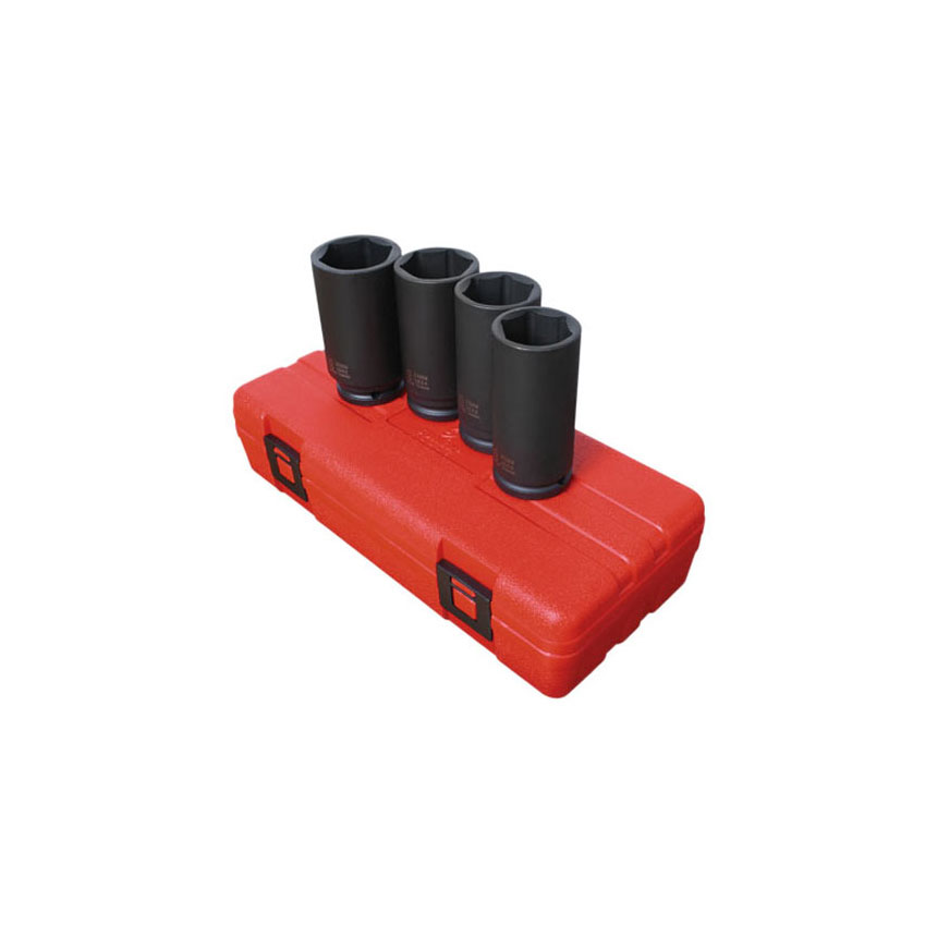 Sunex Tools 1/2 Drive 4 Piece Metric Deep Spindle Nut Impact Socket Set