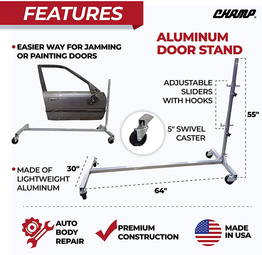 Champ Aluminum Door Stand, Parts Handlers Auto Body Toolmart