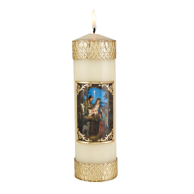 Devotional Candle Nativity Scene, Church Supplies Autom