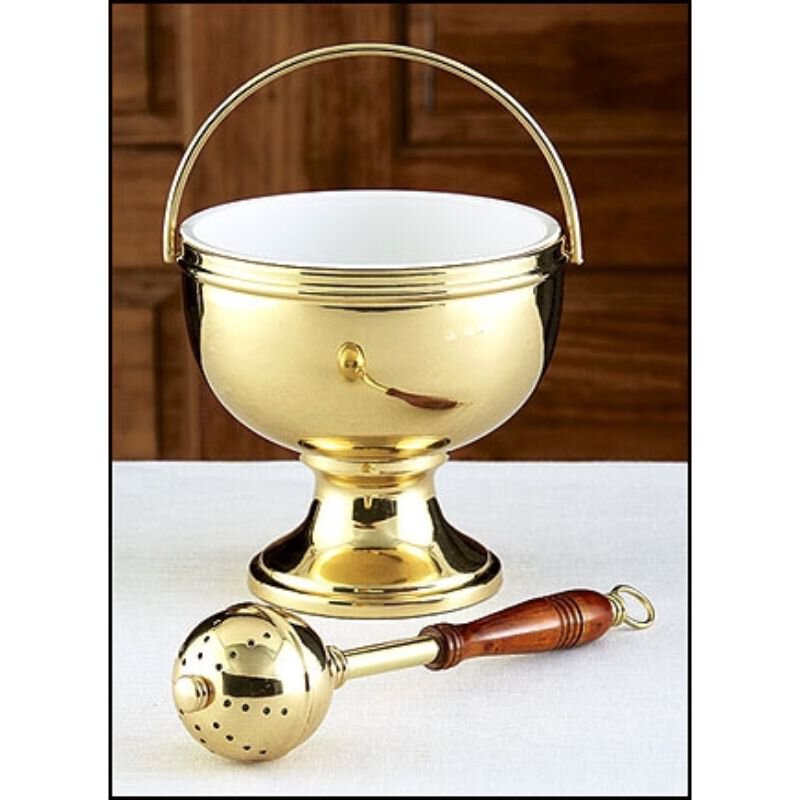 Gold Holy Water Pot with Sprinkler Set, Church Supplies Autom