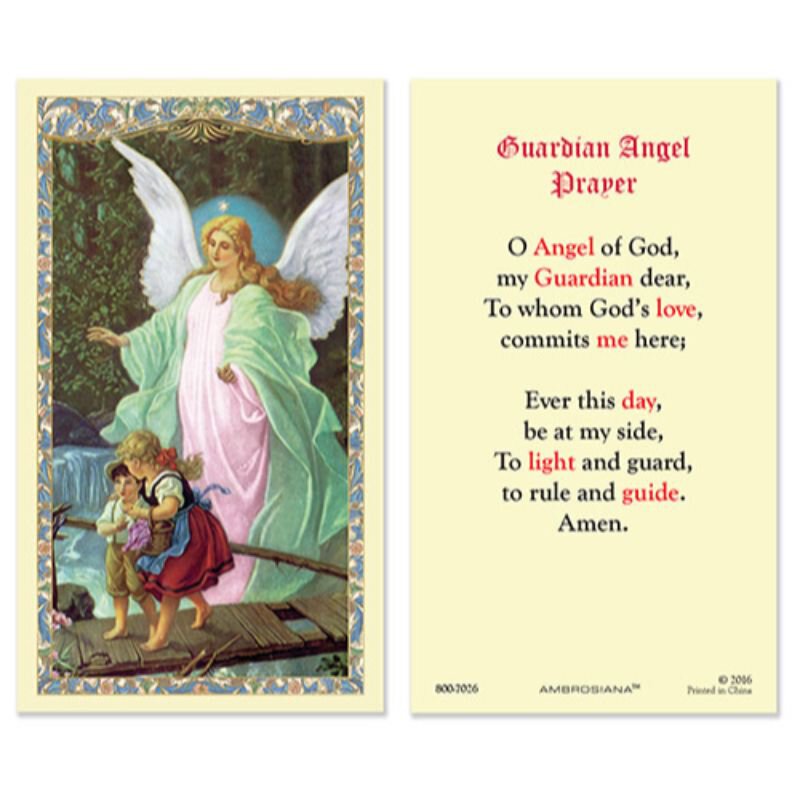 Guardian Angel Laminated Holy Card 25/pk