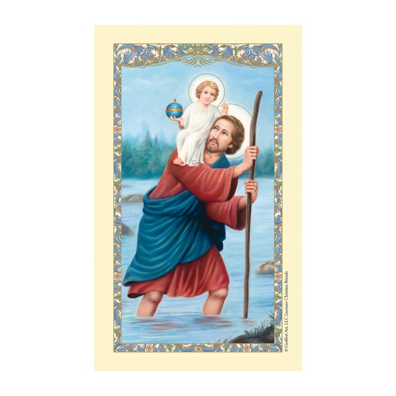 Prayer Card: St Christopher Laminated Picture - The Square Gift Store