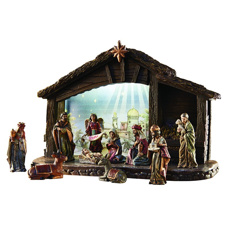 ElevenPiece Nativity Set with Lighted Stable