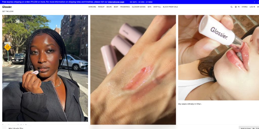 Glossier Product Page UGC Example