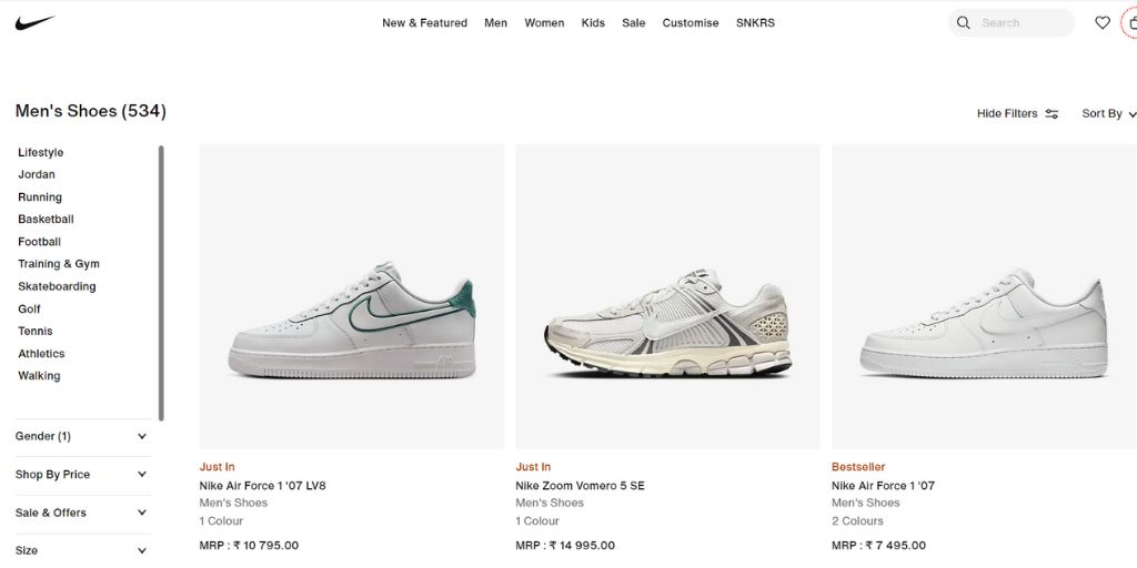 Nike 2020 Category Page