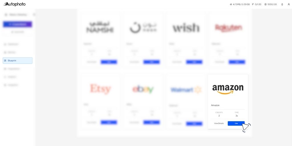Select Autophoto's Amazon Blueprint
