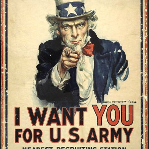 "I want you for U.S. Army: nearest recruiting station" by James Montgomery Flagg. Source: Library of Congress