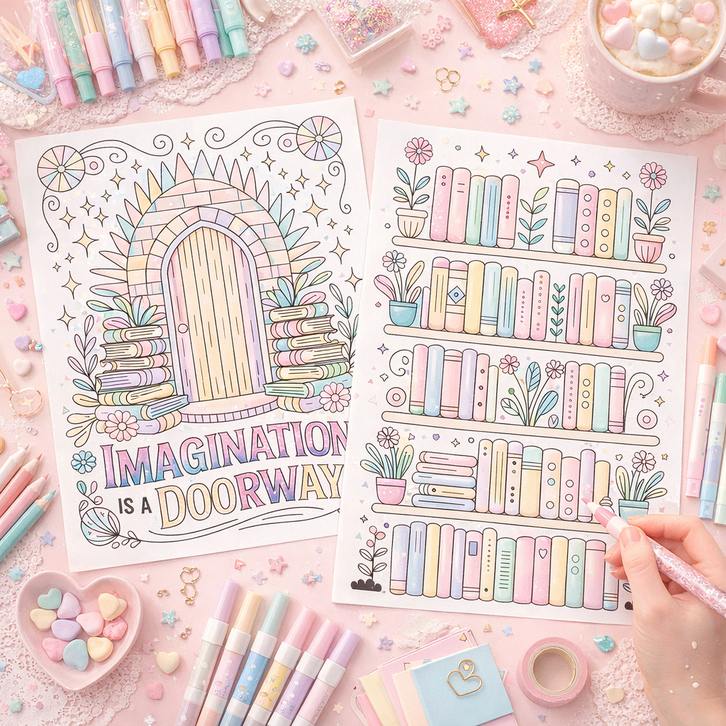 Freebie Bookish Coloring Pages