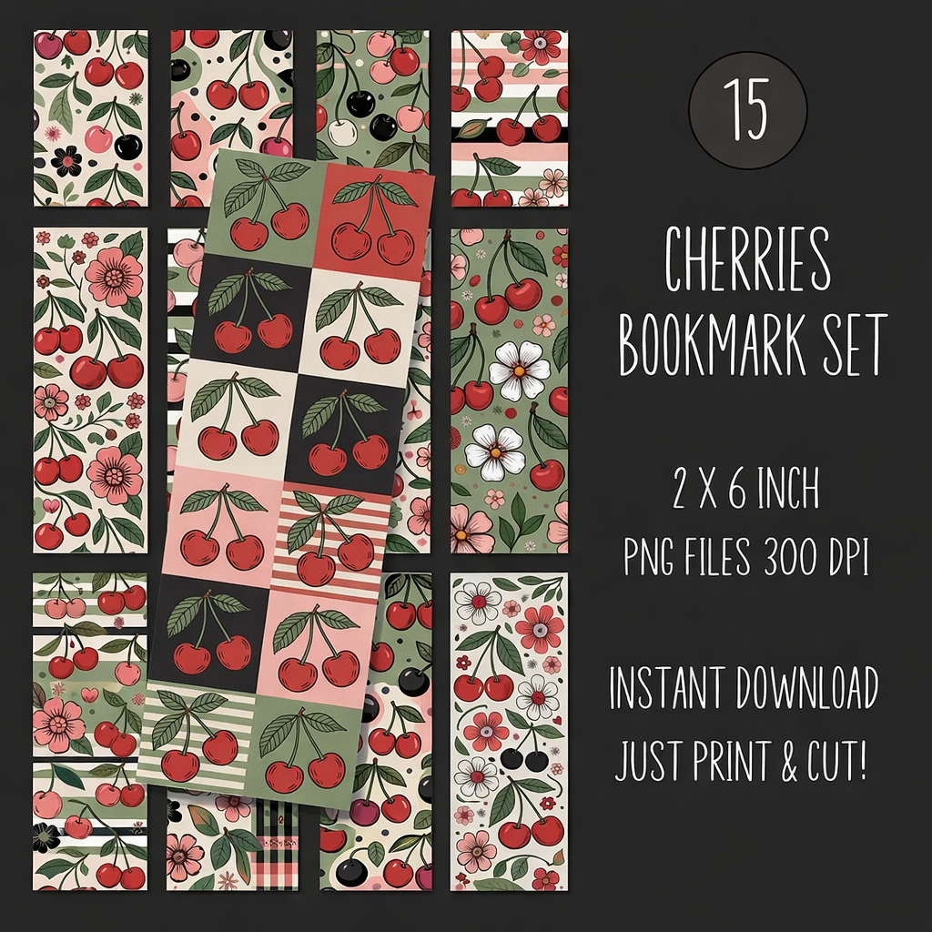 Printable Cherry Bookmarks