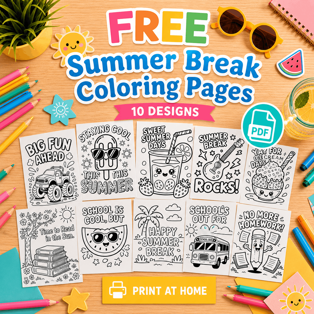 Summer Break Coloring Pages