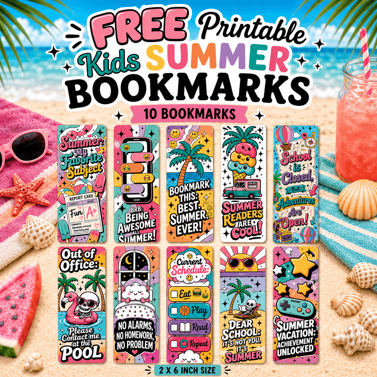 Printable Kids Summer Bookmarks