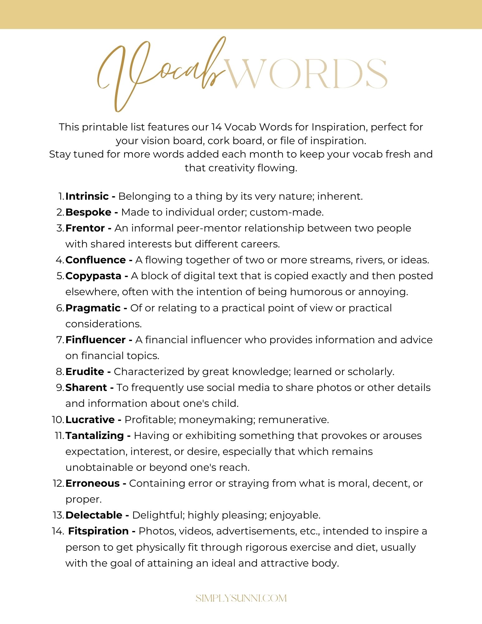 Vocab Words for Writers
