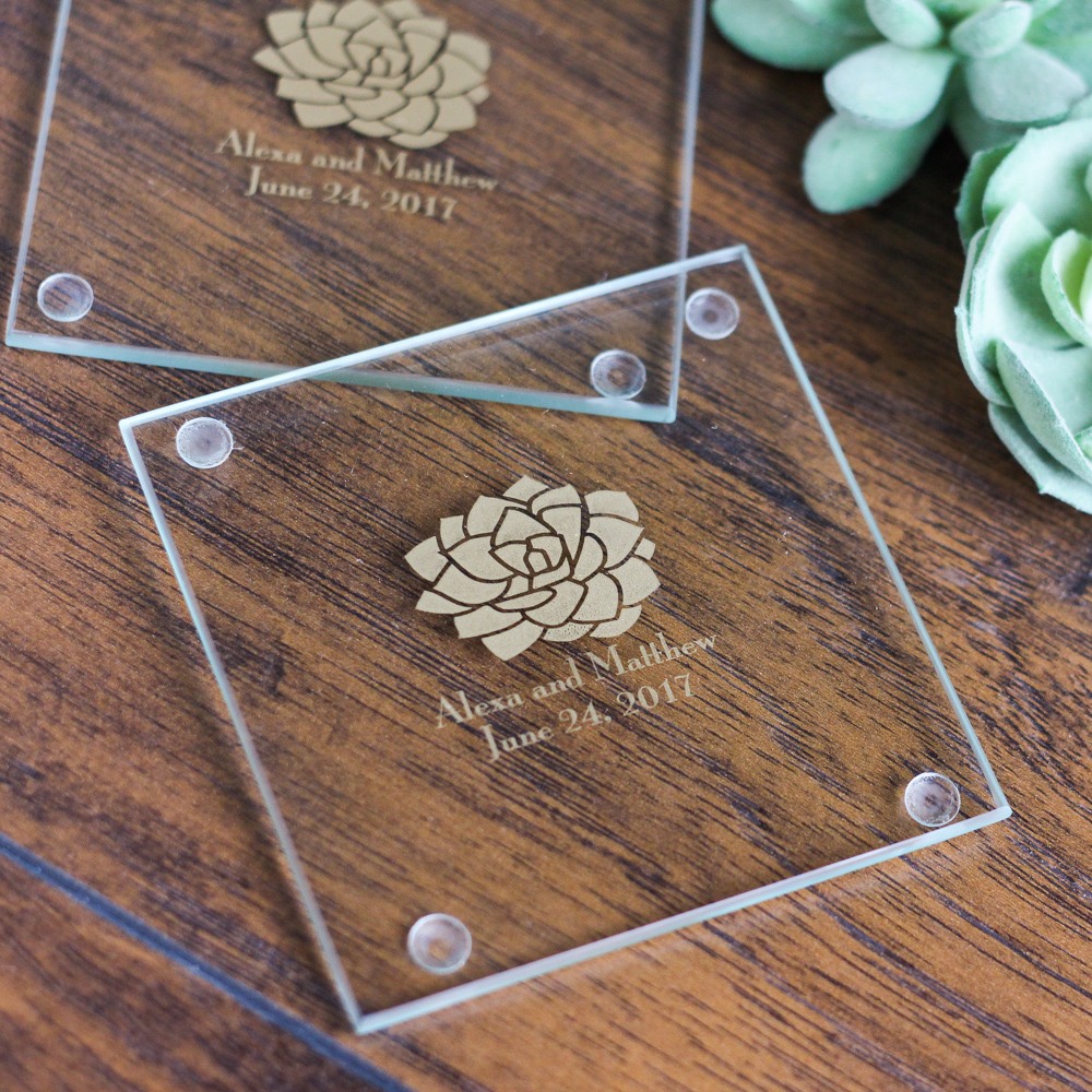 Personalized Glass Coaster Favors Beaucoup