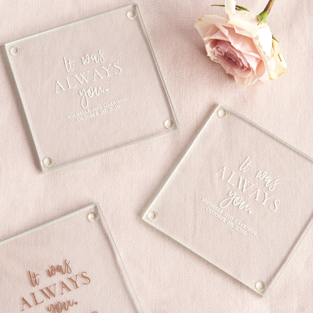 Personalized Glass Coaster Favors Beaucoup