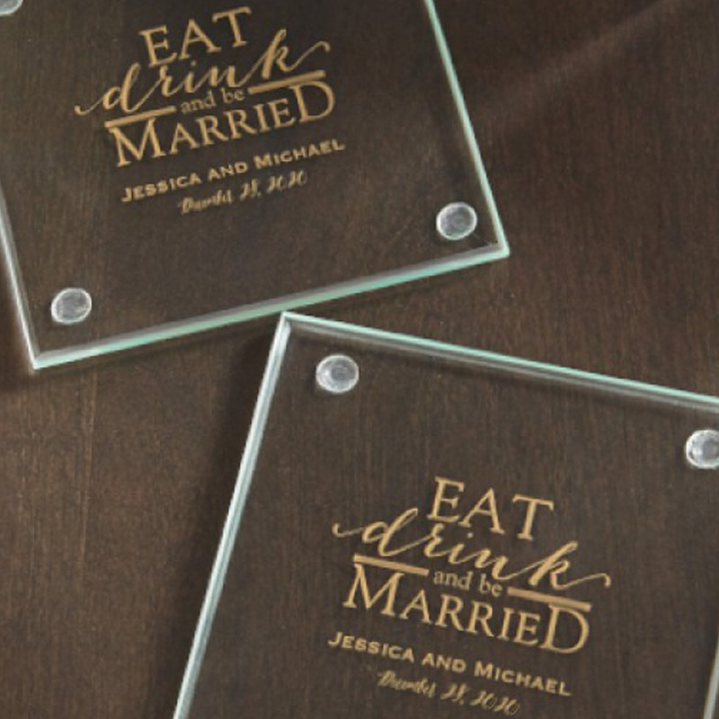 Personalized Glass Coaster Favors Beaucoup