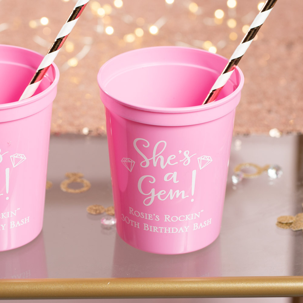 Personalized Plastic Birthday Party Stadium Cups Beaucoup