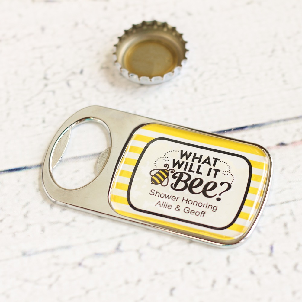 Personalized Baby Shower Themed Bottle Openers with Epoxy Dome