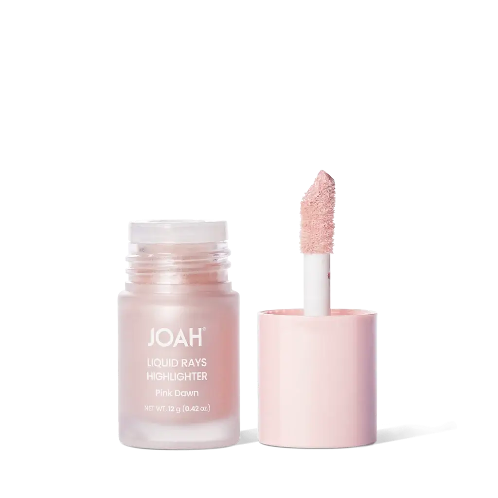joah-highlighter-pinkdawn_open_1 | BEAUTIFY.TIPS A bottle of JOAH K beauty brand Liquid Rays collection liquid highlighter in the color, Pink Dawn