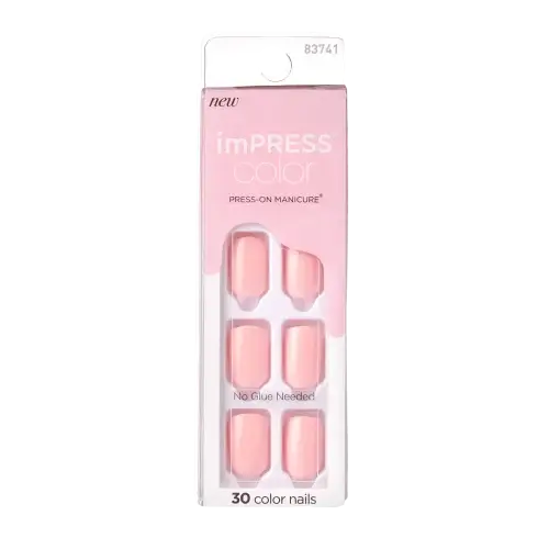 pick me pink | BEAUTIFY.TIPS A package of imPRESS press-on nails in a short squoval shape in light pink