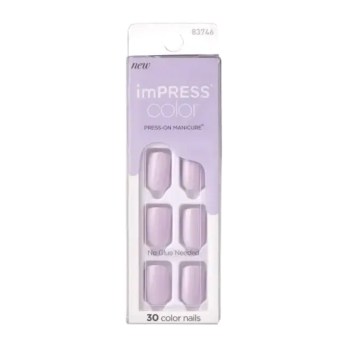picture perfect | BEAUTIFY.TIPS A package of imPRESS press-on nails in a short squoval shape and lavender color