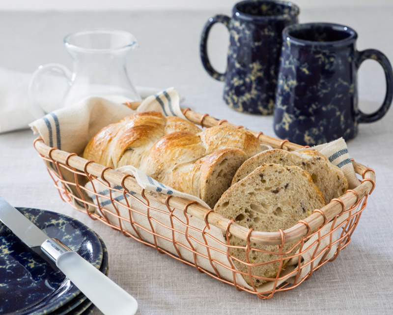 Copper Wire Bread Basket Tabletop Serving Gift Bennington Potters
