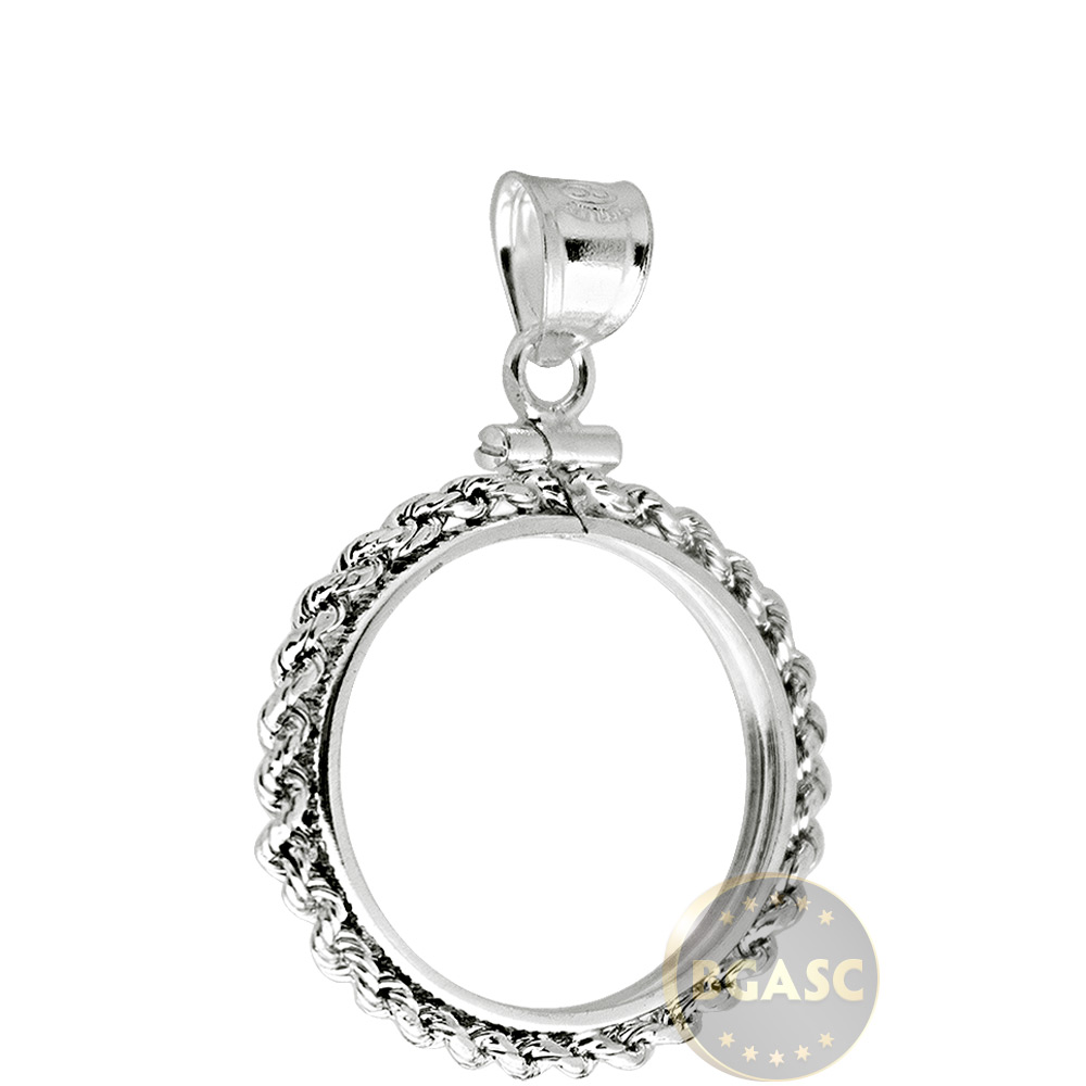 Buy Sterling Silver Coin Bezel Pendant U.S. Quarter (24.3mm) Rope Edge U.S. Quarter Coin