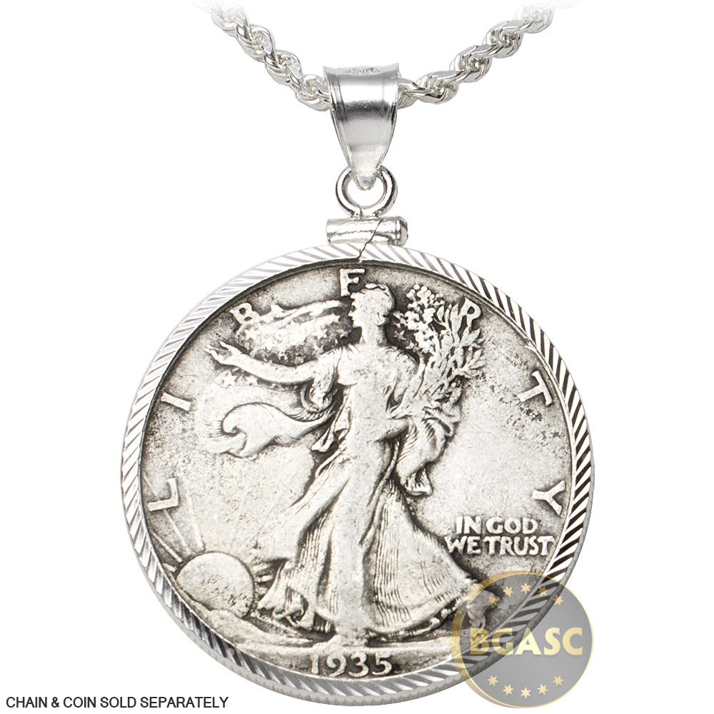 Buy Sterling Silver Coin Bezel Pendant U.S. Half Dollar (30.6mm